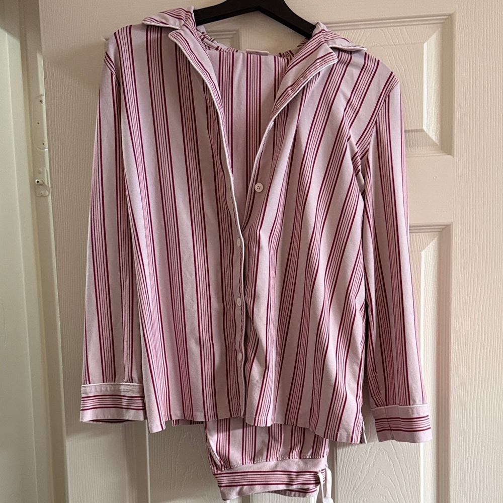 Soma Pink & Burgundy Striped Pajama Set